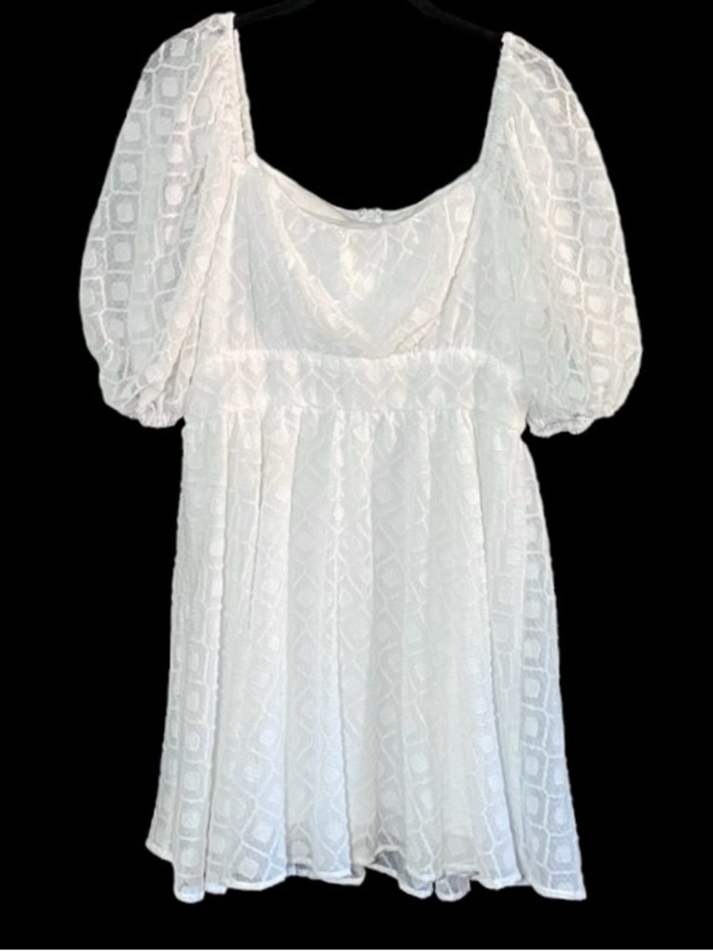 Jealous Tomato White Lace Babydoll Dress L Puff Sleeve Cottagecore Milkmaid - Picture 2 of 10